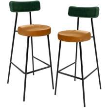 Kit 2 Banquetas Alta Cozinha Sala De Jantar Milão L02 Facto Verde Couríssimo Whisky - Lyam Decor