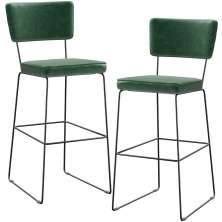 Kit 2 Banquetas Altas Cozinha Sala Jantar Base Em Aço Fixa Allana L02 Facto Verde Musgo - Lyam Decor