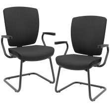 Kit 2 Cadeiras de Escritório Fixa Executiva Office Preto Slim Alta Flexi P03 Poliéster Preto - Lyam