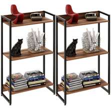 Kit 2 Estantes Multiuso Escritório Industrial 3 Prateleiras Areta 104x60cm C01 Nogal - Lyam Decor