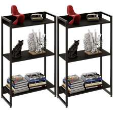 Kit 2 Estantes Multiuso Escritório Industrial 3 Prateleiras Areta 104x60cm C01 Onix - Lyam Decor