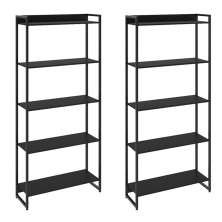 Kit 2 Estantes Multiuso Escritório Industrial 5 Prateleiras Areta 186x80cm C01 Onix - Lyam Decor