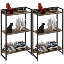 Kit 2 Estantes Multiuso Industrial 3 Prateleiras Areta 104x60cm C01 Carvalho Dark - Lyam Decor