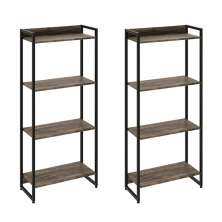 Kit 2 Estantes Multiuso Industrial 4 Prateleiras Areta 145x60cm C01 Carvalho Dark - Lyam Decor