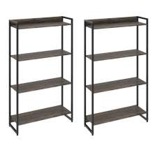 Kit 2 Estantes Multiuso Industrial 4 Prateleiras Areta 145x80cm C01 Carvalho Dark - Lyam Decor