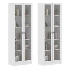 Kit 2 Estantes Para Escritório 2 Portas De Vidro 4 Prateleiras Cannes 171x59 T01 Branco - Lyam Decor
