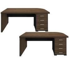 Kit 2 Mesas Escritório Home Office 4 Gavetas LD Atria Executiva 180cm A02 Charuto Preto - Lyam Decor