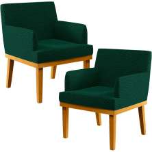 Kit 2 Poltronas Decorativas Sala De Estar E Recepção Base Mel Beatriz W01 Bouclê Verde - Lyam Decor
