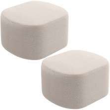Kit 2 Puffs Decorativos Orgânico para Living Quarto 70cm Doha W01 Bouclê Creme - Lyam Decor