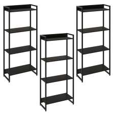 Kit 3 Estantes Multiuso Escritório Industrial 4 Prateleiras Areta 145x60cm C01 Onix - Lyam Decor