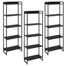 Kit 3 Estantes Multiuso Escritório Industrial 5 Prateleiras Areta 186x60cm C01 Onix - Lyam Decor