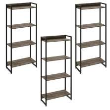 Kit 3 Estantes Multiuso Industrial 4 Prateleiras Areta 145x60cm C01 Carvalho Dark - Lyam Decor