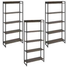 Kit 3 Estantes Multiuso Industrial 5 Prateleiras Areta 186x80cm C01 Carvalho Dark - Lyam Decor