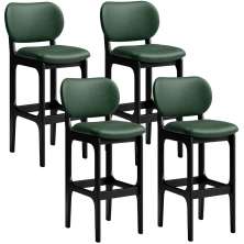 Kit 4 Banquetas Alta Bar Cozinha Sala Jantar Fixa Betta L02 Preto Facto Verde Musgo - Lyam Decor