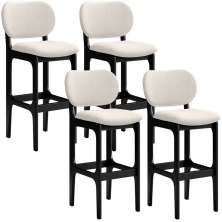 Kit 4 Banquetas Alta Bar Cozinha Sala Jantar Fixa Betta L02 Preto Linho Cru - Lyam Decor