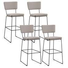 Kit 4 Banquetas Alta Para Cozinha Sala De Jantar Base em Aço Fixa Allana L02 Linho Bege - Lyam Decor