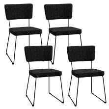 Kit 4 Cadeiras Decorativa Estofada Para Sala De Jantar Base Aço Allana L02 Linho Chumbo - Lyam Decor