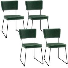 Kit 4 Cadeiras Decorativa Estofada Sala De Jantar Base Aço Allana L02 Facto Verde Musgo - Lyam Decor