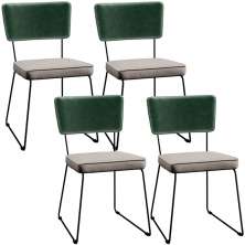 Kit 4 Cadeiras Decorativas Estofada Sala Jantar Allana L02 Facto Verde Musgo Linho Bege - Lyam Decor