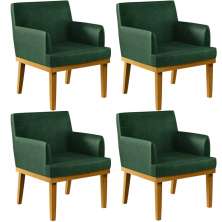 Kit 4 Poltronas Decorativas Para Sala De Estar E Recepção Beatriz W01 Facto Verde Musgo - Lyam Decor