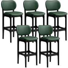 Kit 5 Banquetas Alta Bar Cozinha Sala Jantar Fixa Betta L02 Preto Facto Verde Musgo - Lyam Decor