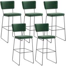 Kit 5 Banquetas Altas Cozinha Sala Jantar Base Em Aço Fixa Allana L02 Facto Verde Musgo - Lyam Decor