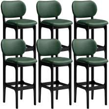 Kit 6 Banquetas Alta Bar Cozinha Sala Jantar Fixa Betta L02 Preto Facto Verde Musgo - Lyam Decor