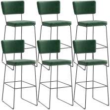 Kit 6 Banquetas Altas Cozinha Sala Jantar Base Em Aço Fixa Allana L02 Facto Verde Musgo - Lyam Decor