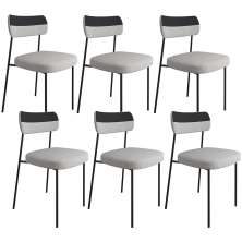 Kit 6 Cadeiras Decorativas Estofada Sala Jantar Melina L02 Linho Cinza Couríssimo Preto - Lyam Decor
