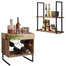 Kit Adega Decorativa Espelhada e Prateleira Multiuso Industrial D01 Design Demolição - Lyam Decor