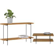 Kit Aparador Decorativo Sala Estar Industrial com Mesa Centro Moric L05 Nature Preto - Lyam Decor