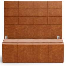 Kit Cabeceira Cama Box Casal 140cm com Calçadeira Roma W01 Couríssimo Camel - Lyam