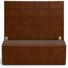 Kit Cabeceira Cama Box Casal 140cm com Calçadeira Roma W01 Couríssimo Marrom - Lyam