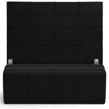 Kit Cabeceira Cama Box Casal 140cm com Calçadeira Roma W01 Couríssimo Preto - Lyam