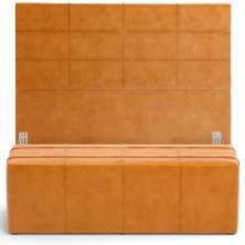 Kit Cabeceira Cama Box Casal 140cm com Calçadeira Roma W01 Couríssimo Whisky - Lyam