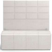 Kit Cabeceira Cama Box Casal 140cm com Calçadeira Roma W01 Linho Champagne - Lyam