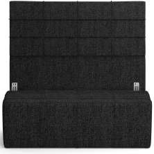 Kit Cabeceira Cama Box Casal 140cm com Calçadeira Roma W01 Linho Chumbo - Lyam