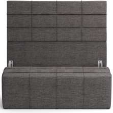 Kit Cabeceira Cama Box Casal 140cm com Calçadeira Roma W01 Linho Cinza Escuro - Lyam