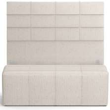 Kit Cabeceira Cama Box Casal 140cm com Calçadeira Roma W01 Linho Cru - Lyam