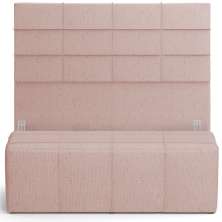 Kit Cabeceira Cama Box Casal 140cm com Calçadeira Roma W01 Linho Rosê - Lyam