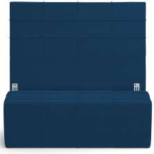 Kit Cabeceira Cama Box Casal 140cm com Calçadeira Roma W01 Suede Azul Marinho - Lyam