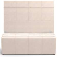 Kit Cabeceira Cama Box Casal 140cm com Calçadeira Roma W01 Suede Bege - Lyam