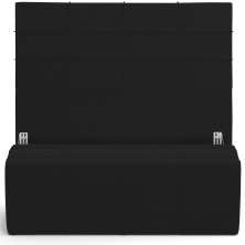 Kit Cabeceira Cama Box Casal 140cm com Calçadeira Roma W01 Suede Preto - Lyam