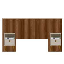 Kit Cabeceira Casal 240cm Celine Com Mesa De Cabeceira 01 Gaveta Loreta L05 Freijó  - Lyam Decor