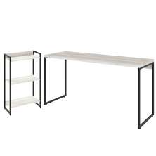 Kit Escritório Estante Areta 3 Prateleiras com Mesa Industrial Aspen 150cm C01 Snow - Lyam Decor