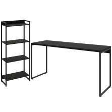 Kit Escritório Estante Areta 4 Prateleiras com Mesa Industrial Aspen 150cm C01 Onix - Lyam Decor