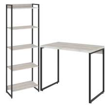 Kit Para Escritório Estante Areta 5 Prateleiras Mesa Industrial Aspen 90cm C01 Snow - Lyam Decor