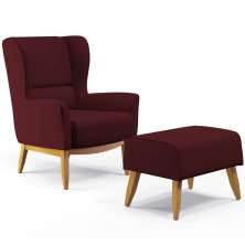 Kit Poltrona Decorativa Milena D02 com Puff Viseo Veludo Marsala C-278 - Lyam Decor