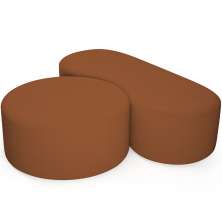 Kit Puff Redondo Lola e Puff Recamier Orgânico Orbit W01 Bouclê Terracota - Lyam Decor