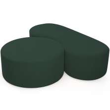 Kit Puff Redondo Lola e Puff Recamier Orgânico Orbit W01 Suede Verde Musgo - Lyam Decor